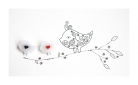 Segė „Mažasis paukštukas“ balta spalva, su raudonu sparneliu