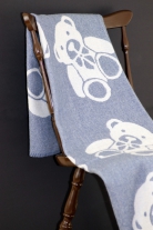 Vaikiškas merino vilnos žakardinis pledas „Teddy Bear“ mėlynas
